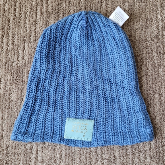 LOVE YOUR MELON CUFFED BEANIE KNIT TOQUE BLUE GOLD FOIL ONE SIZE - Picture 7 of 12